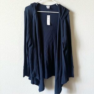 NWT Chico’s Zenergy Waffle Knit Minimalist Hooded Cardi Jacket Classic Navy XL